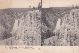 Carte  Stéréoscopique  Amérique Du Nord - Yellowstone  - Les Grandes Chutes - Cartes Stéréoscopiques