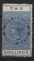 New Zealand (J26) 1882 - 1930. Postal Fiscal. 2s. Blue. Unused. Hinged. - Ongebruikt