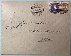 BERN SCHOSSHALDE 11.11.11.11 Seltene SCHNAPSZAHL 1911 Brief ZNr121 + 124 (Schweiz - Storia Postale