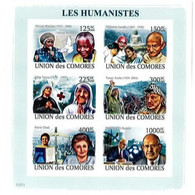 A0368 - COMORES  -  IMPERF 2008 Stamp SHEET: Mother Teresa GANDHI Arafat MANDELA - Moeder Teresa