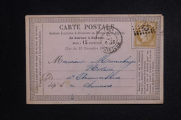 FRANCE - Cérès 15ct Sur Carte Précurseur De Montdidier Pour Ansauvillers En 1875  - L 128750 - Vorläufer