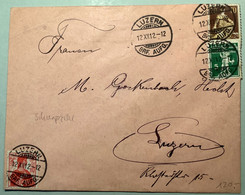LUZERN 12.12.12.12 Seltene SCHNAPSZAHL 1912 Brief GUTE  ZNr 114 ! +125 III+120   (Schweiz - Storia Postale