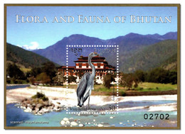 Bhutan 2020 (B10) Punakha Dzong Monastery Vögel Bird White Bellied Heron MNH ** - Bhután