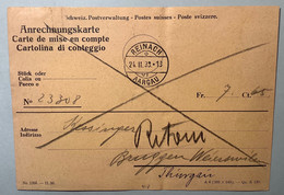 Delcampe - ANRECHNUNGSKARTE Unfrankiert ! Ein Seltenes Paket-Formular REINACH AARGAU 1933(Schweiz Paketpost Colis Postal Formulaire - Covers & Documents