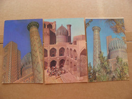 3 Cards Post Card Uzbekistan Samarkand Sherdor Madrasah - Ouzbékistan