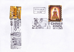 2001/02, AT, "Jesuskindl Filzmoos (S)+ Schönlaterng. (€)", 2 X SST. 4411 Christkindl 30.11.2001 UZ 4, FDC+1.1.02 UZ 3 - Gemälde