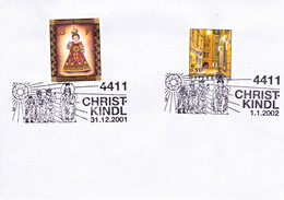 2001/02, "Jesuskindl Von Filzmoos", 2 X SST. 4411 Christkindl 31.12.2001  UZ 3 (S) + 1.1.2002 UZ 3 (€) - Storia Postale