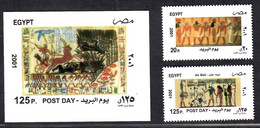 Egypt 2001 Post Day 2V + 1 Imperf. Sheet MNH - Nuevos