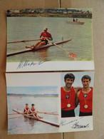 2 Cards Post Card Ussr Sport 1974 Autograph Signature Champion Rowing - Aviron