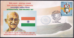 India 2009 International Non-Violence Day, Mahatma Gandhi-An Adherent Of Truth & Non-Violence Cover (**) Inde Indien - Cartas