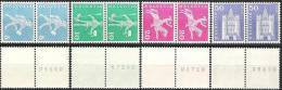 Schweiz Suisse 1964: Rollen-Rouleaux-Coil Zu 355/363RL Mi 696/704Ry Yv 643/651 Avec+sans Numéro Se-tenant (Zu CHF 38.50) - Franqueo