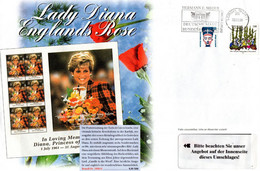 (BT3) BRD Werbe-Umschlag (A4) "Lady Diana Englands Rose"MiF BRD Mi-Nr.1398,1999 MWSt.22.9.1998 LORCH, WÜRTT. - Cartas