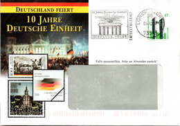 (BT-3) BRD Werbe-Umschlag "Deutschland Feiert: 10 JAHRE DEUTSCHE EINHEIT" EF BRD Mi 1932 MWSt. 8.10.2000 LORCH, WÜRTT. - Cartas