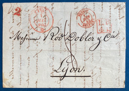 Suisse Lettre De BALE 1842 Pour Lyon + 2 + LB4K+ Entrée " Suisse / BELFORT " + Taxe 8 TTB - ...-1845 Vorphilatelie