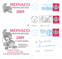 Monaco 3 Enveloppes Avec Flammes Du Type Néopost, Deux En Bleu Et Une En Noire - Machines à Affranchir (EMA)