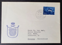 Liechtenstein 1960, Brief Mi 384 Vaduz Gelaufen Hannover - Cartas & Documentos