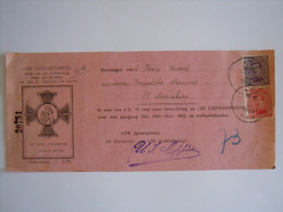 België Belgique 1922 Ath Albert I COB 138Ba + 139B Op Ontvangstbewijs Sur Reçue "De Liefdadigheid" - 1915-1920 Albert I