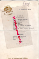 16- COGNAC- RARE MENU GAUFRE DORE OR - LOUIS DE SALIGNAC -22 SEPTEMBRE 1951- FARGE - Menükarten