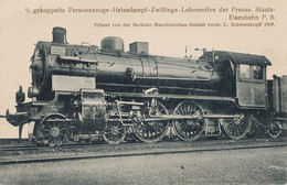 Close Up Personenzugs Heissdampf Zwillings Lokomotive Der Preuss Berlin - Treinen