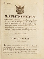 Manifesto Senatorio - Diritto Albinaggio, Detrazione, Imposta D'emigrazione 1838 - Unclassified