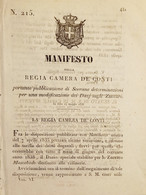 Manifesto Regia Camera De' Conti - Modificazione Dazi Zuccari ( Zucchero ) 1838 - Unclassified