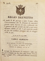 Regio Brevetto - R. Finanze Concede Prestiti Sopra Deposito Di Sete - 1838 - Unclassified