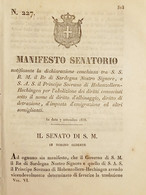 Manifesto - Dichiarazione Tra Re Sardegna E Principe Hohenzollern-Hechingen 1838 - Unclassified
