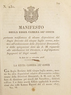 Manifesto R. Camera De Conti - Direttore E Ispettori-Ingegneri Regii Canali 1838 - Unclassified