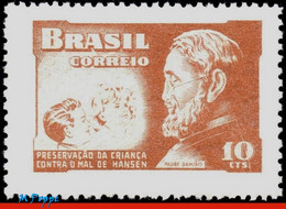 Ref. BR-RA02 BRAZIL 1952 HEALTH, HANSEN DISEASE, LEPROSY,, FATHER JOSEPH DAMIEN, MI# Z3, MNH 1V Sc# RA2 - Nuevos