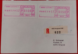 ATM / METER / Distributeur / SCHALTERLABEL 09.07.1979 LUZERN1 / Hergiswil NW Recommandé - Automatenmarken