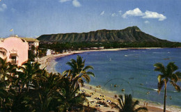 HONOLULU - A PANORAMIC VIEW SHOWING FAMOUS WAIKIKI BEACH WITH DIAMOND HEAD IN THE BACKGROUND - Honolulu