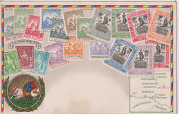 BRAZIL - Vignette Of Various Barbados Stamps - Embossed Postcard - Stamps (pictures)