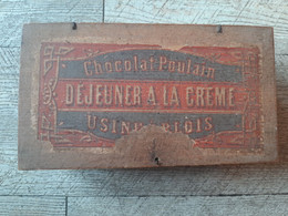 Boîte Ancienne En Bois Chocolat Poulain Déjeuner à La Crème Blois Rare - Boîtes