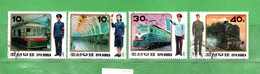 (31) Corée Du NORD °- 1987 - Chemins De Fer, Locomotives, Trains,. Yvert. 1917-1918-1920-1921. Oblitérér. - Corea Del Norte