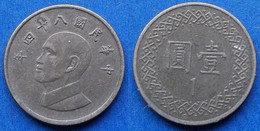 TAIWAN - 1 Yuan Year 84 (1995) Y# 551 Republic Standard Coinage - Edelweiss Coins - Taiwán