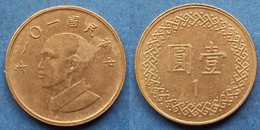 TAIWAN - 1 Yuan Yr 101 (2012) Y# 551 Republic Standard Coinage - Edelweiss Coins - Taiwán