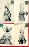 4 Cartes - COIFFES D'HIER - LA NORMANDIE - Dieppe, Lisieux Sottevast  - Edition Bernard - Trachten
