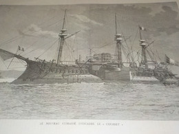 GRAVURE NOUVEAU CUIRASSE LE COURBET  1886 - Barcos