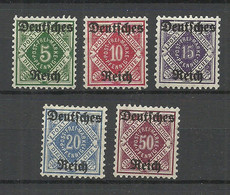 Germany Deutsches Reich 1920 Dienstmarken Michel 52 - 56 * Duty Tax - Oficial