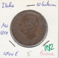 CR1182 MONEDA ITALIA 10 CENTESIMI 1894 BRONCE 5 - Sonstige & Ohne Zuordnung