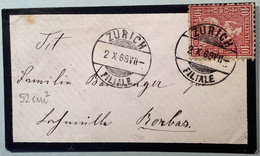 BRIEFLI / LETTRE MINIATURE: ZNr 38 ZURICH 1869 Luxus Brief (Schweiz 1867 Sitzende Helvetia Mini Mourning Cover Enveloppe - Cartas & Documentos