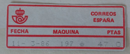 ATM / MTER / Distributeur; RED 1986; 47 PTAS; Used - Maschinenstempel (EMA)