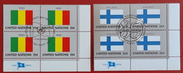 UNO NEW YORK 1980 1985 FINLAND SUOMI EUROPE MALI AFRICA FLAG OF NATIONS BLOC OF FOUR FIRST DAY FULL GUM - Usati