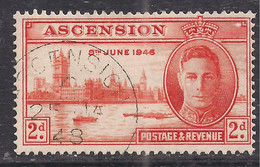 Ascension 1946 KGV1 2d Victory Red Orange Used SG 48 ( J1121 ) - Ascension