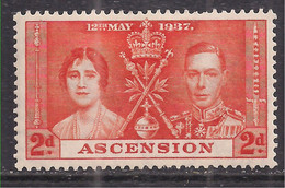 Ascension 1937 KGV1 2d Coronation Orange MM SG 36 ( L762 ) - Ascension (Ile De L')