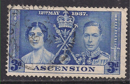 Ascension 1937 KGV1 3d Coronation Bright Blue Used SG 37 ( L535 ) - Ascension
