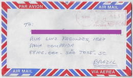 Japan 2001 Airmail Cover From Mizushima To São José Brazil Meter Stamp Pitney Bowes A/B900 - Brieven En Documenten