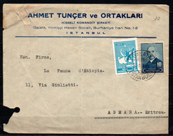 TURCHIA - 1945 - DA ISTANBUL VERSO ASMARA - Covers & Documents