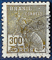 Brazil Stamp Regular Cod Rhm 302 Grandma Mercury And Globe 300 Reis Filigree N 1936 Circulated 8 1936 Circulated 8 - Usados