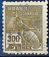 Brazil Stamp Regular Cod Rhm 302 Grandma Mercury And Globe 300 Reis Filigree N 1936 Circulated 9 1936 Circulated 9 - Usados